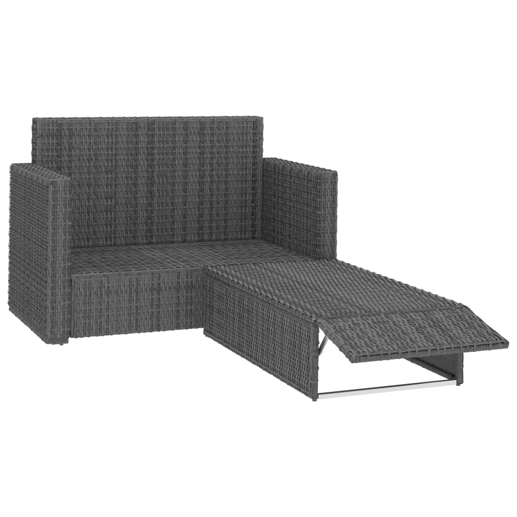 vidaXL 2-tlg. Garten-Lounge-Set mit Kissen Poly Rattan Grau
