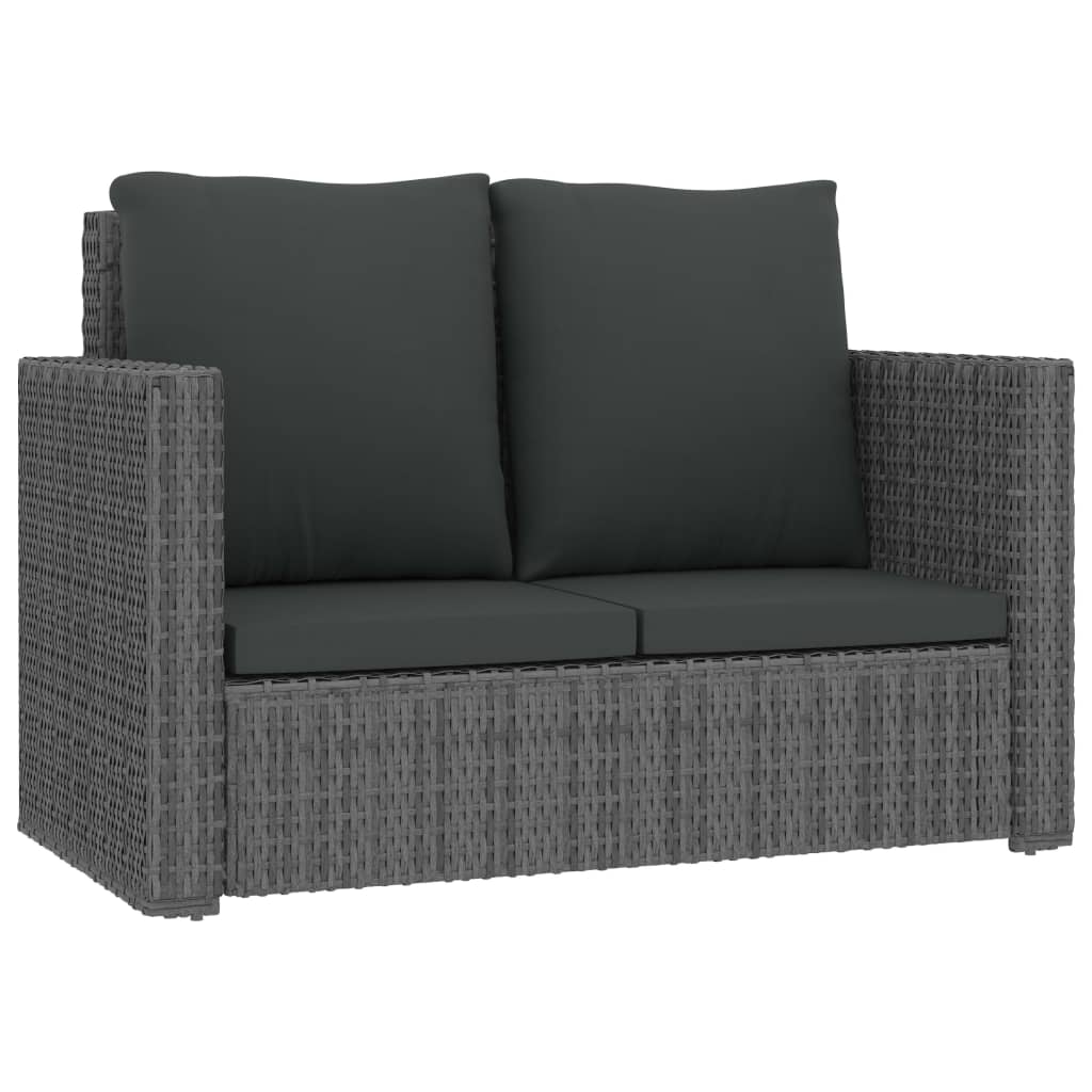 vidaXL 2-tlg. Garten-Lounge-Set mit Kissen Poly Rattan Grau