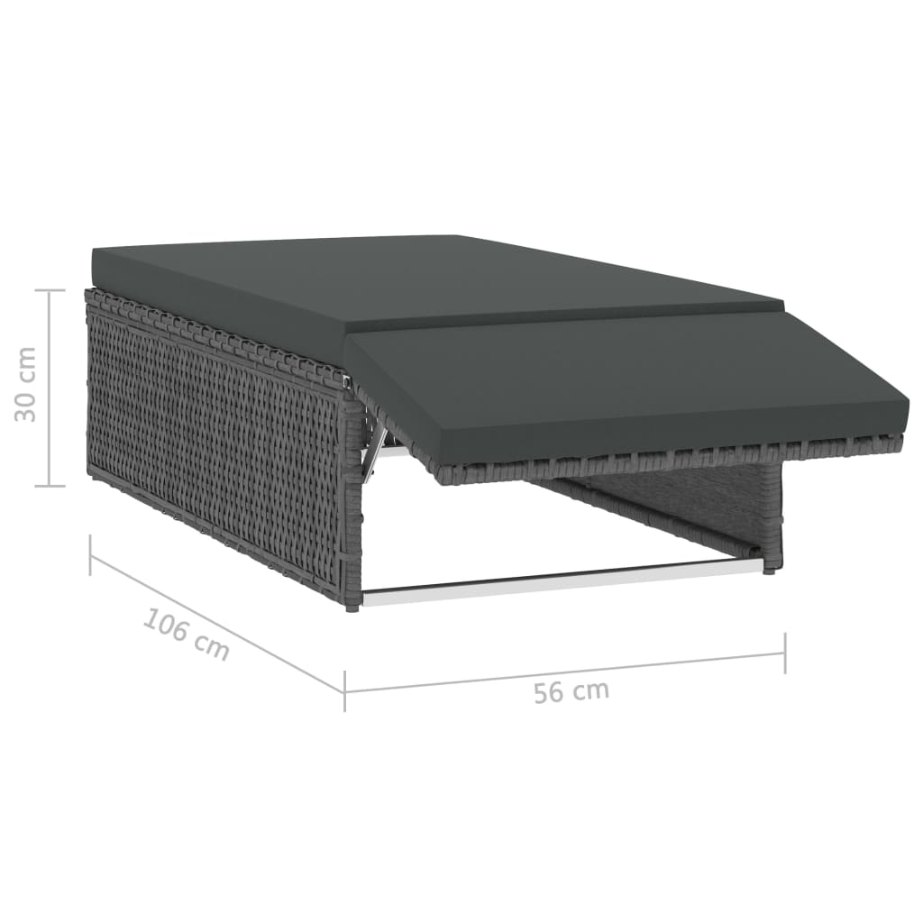 vidaXL 2-tlg. Garten-Lounge-Set mit Kissen Poly Rattan Grau