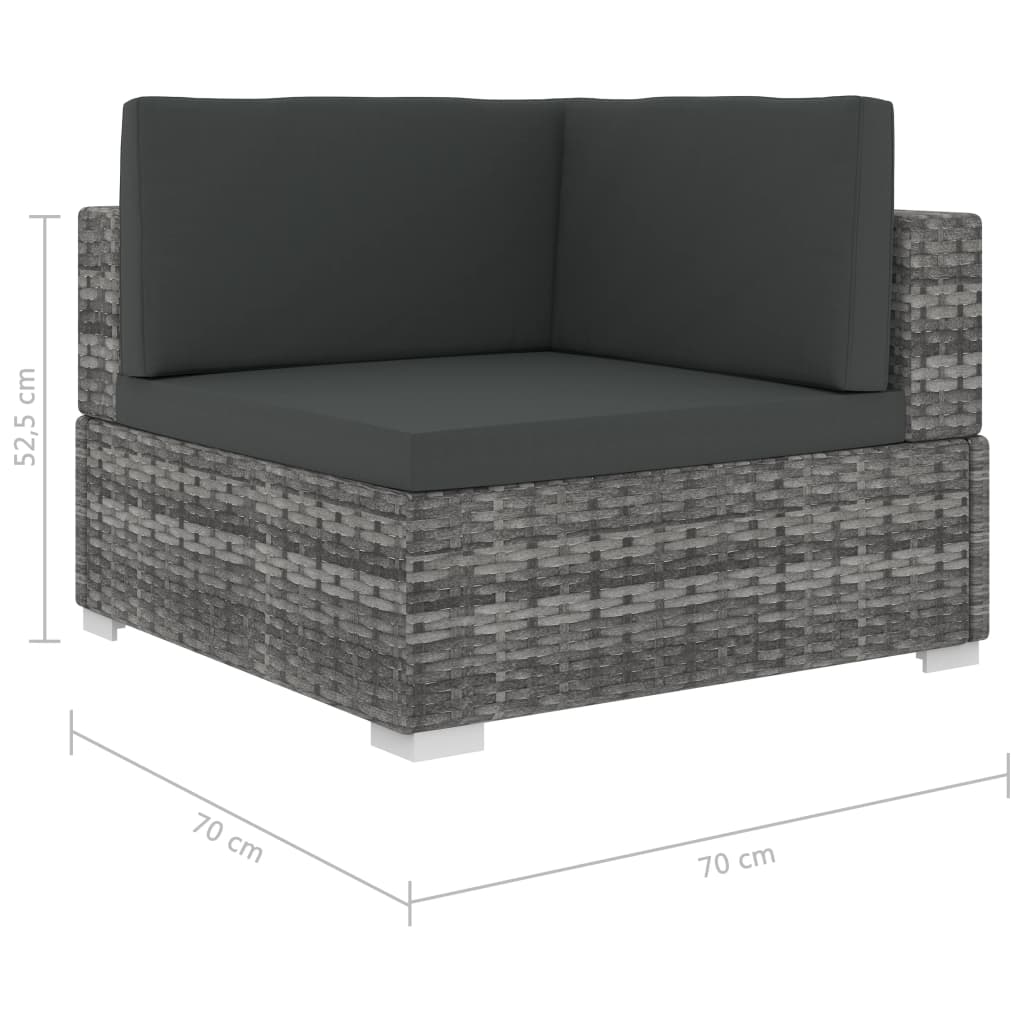 vidaXL 6-tlg. Garten-Lounge-Set mit Kissen Poly Rattan Grau
