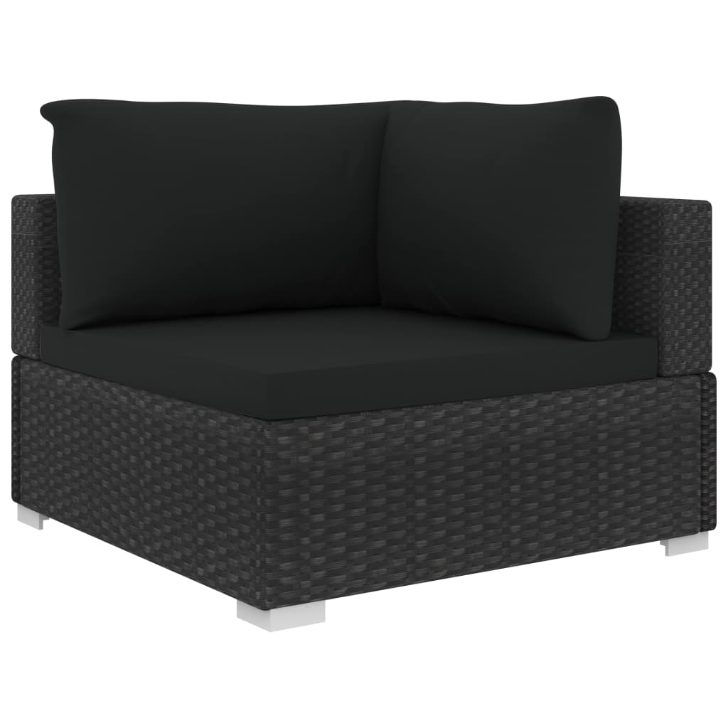 vidaXL 12-tlg. Garten-Lounge-Set mit Auflagen Poly Rattan Schwarz