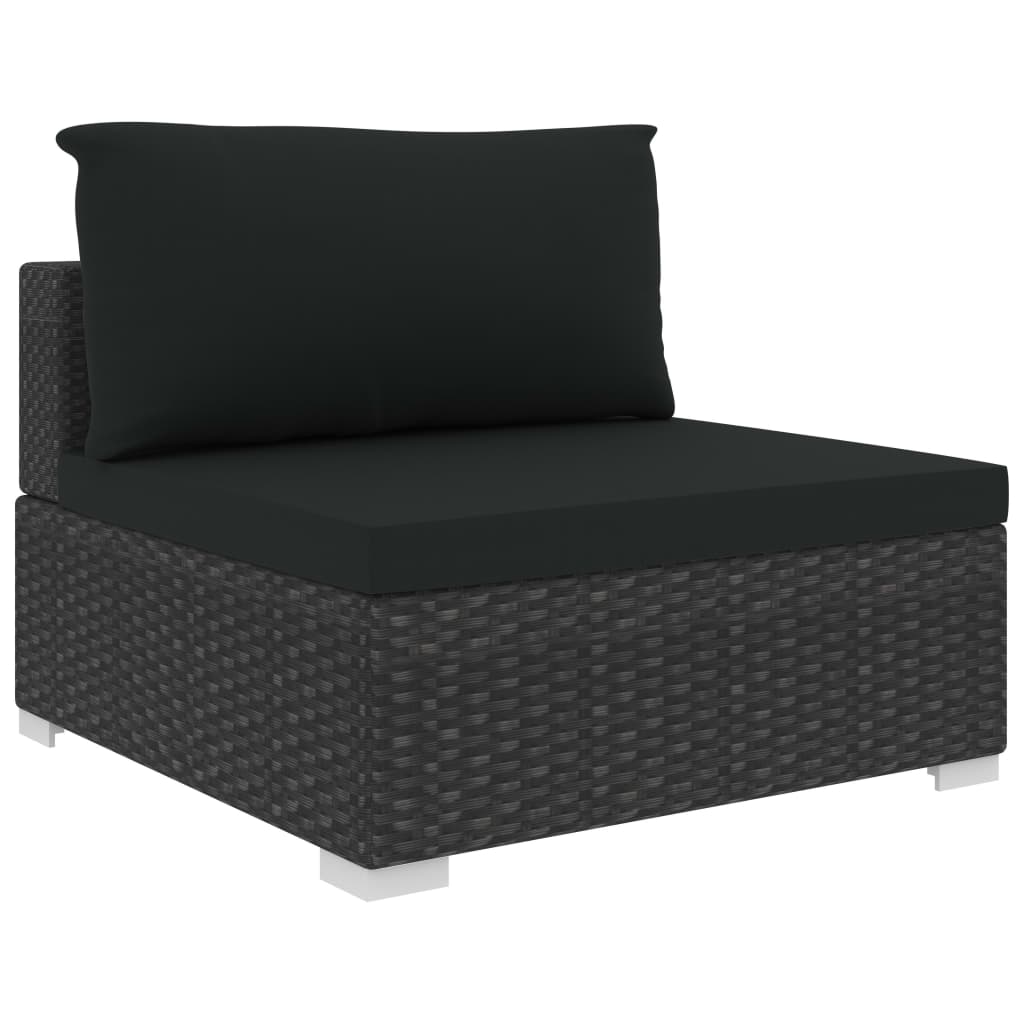 vidaXL 12-tlg. Garten-Lounge-Set mit Auflagen Poly Rattan Schwarz