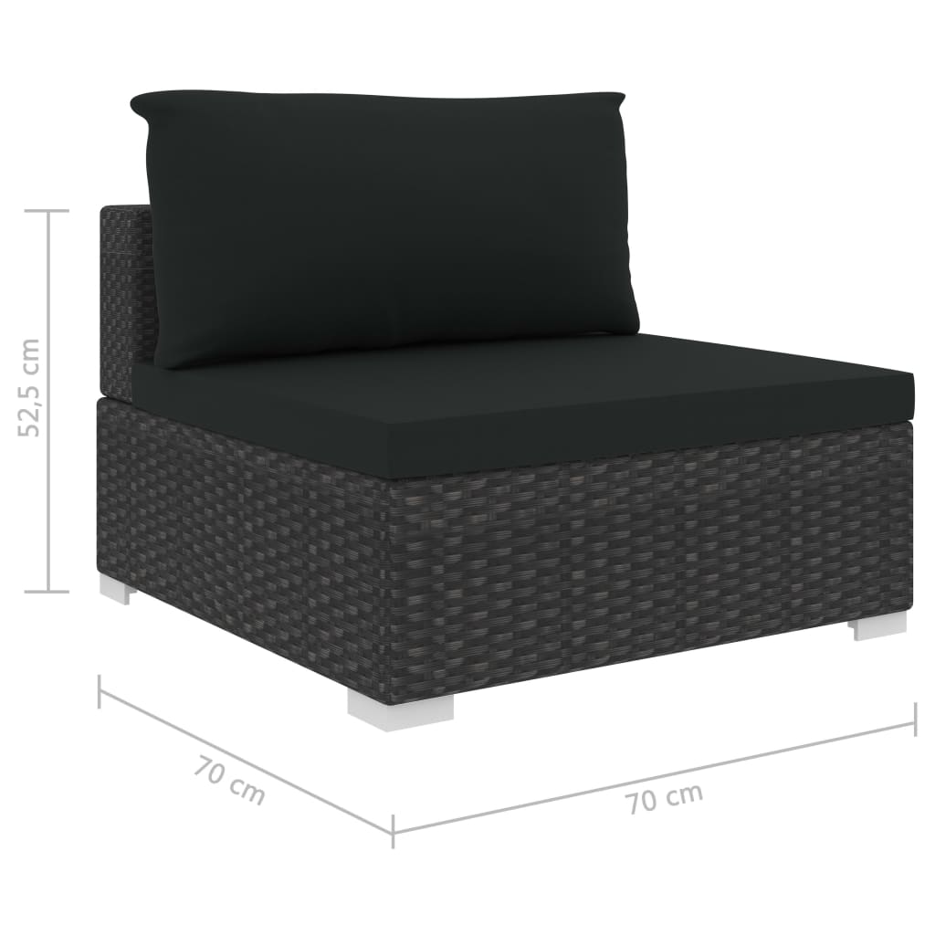vidaXL 12-tlg. Garten-Lounge-Set mit Auflagen Poly Rattan Schwarz