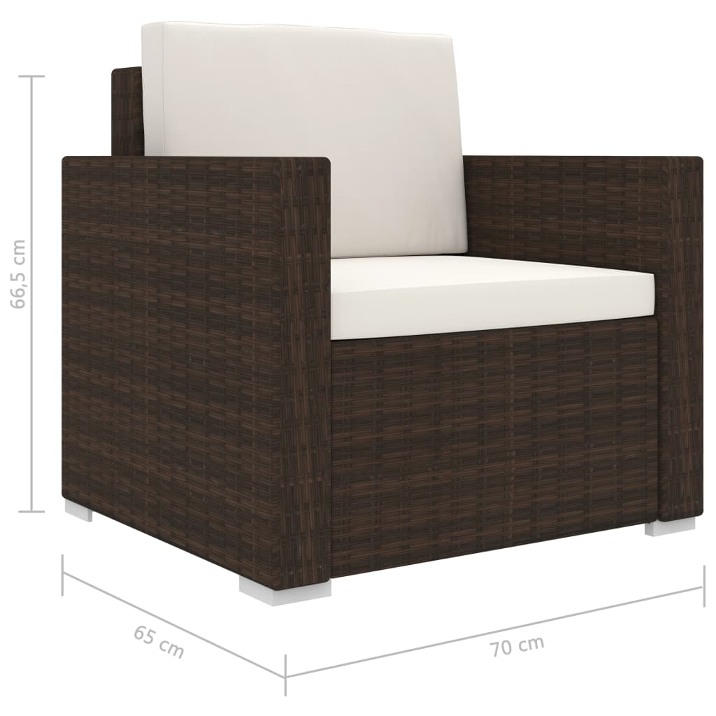 vidaXL 8-tlg. Garten-Lounge-Set mit Auflagen Poly Rattan Braun