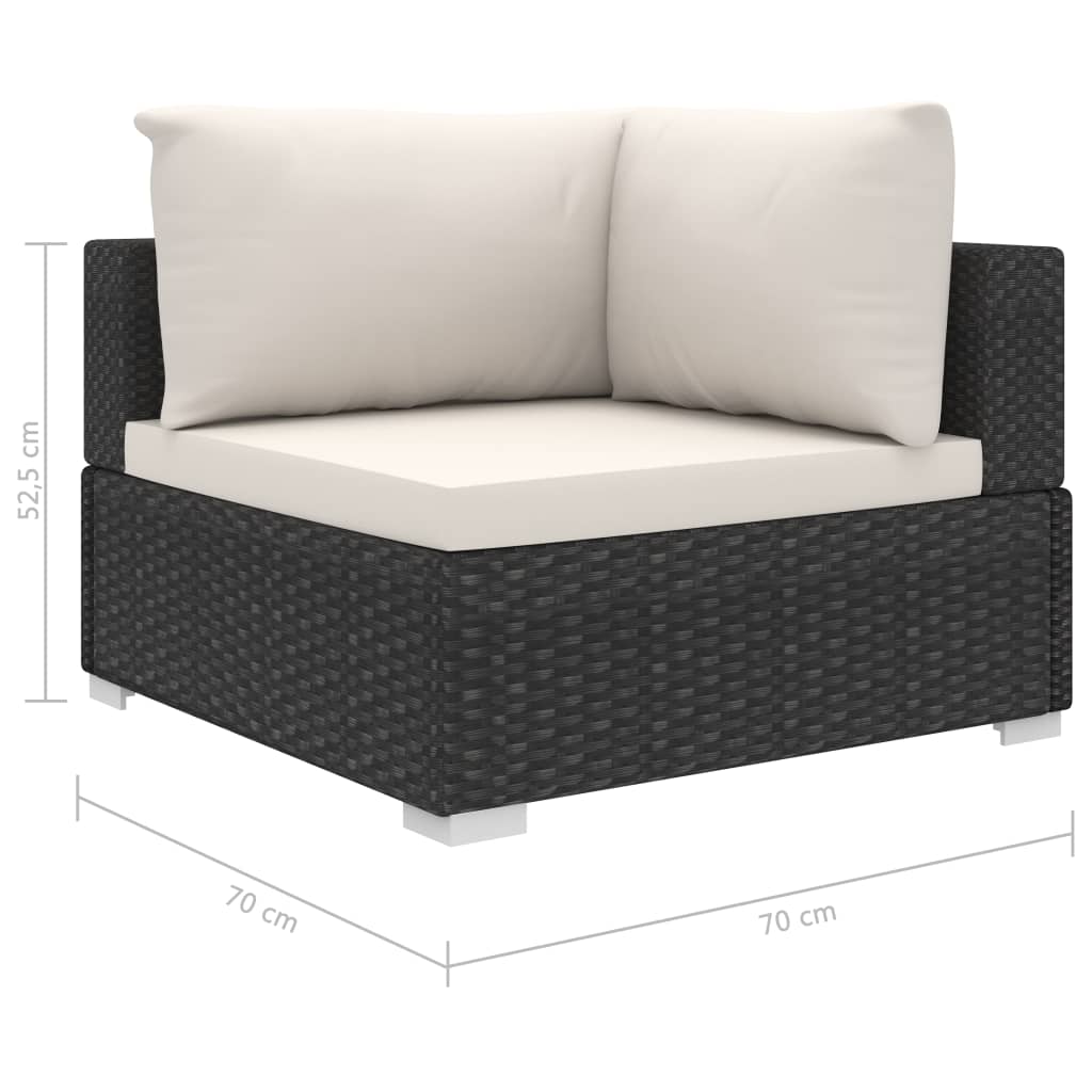 vidaXL 9-tlg. Garten-Lounge-Set mit Auflagen Poly Rattan Schwarz