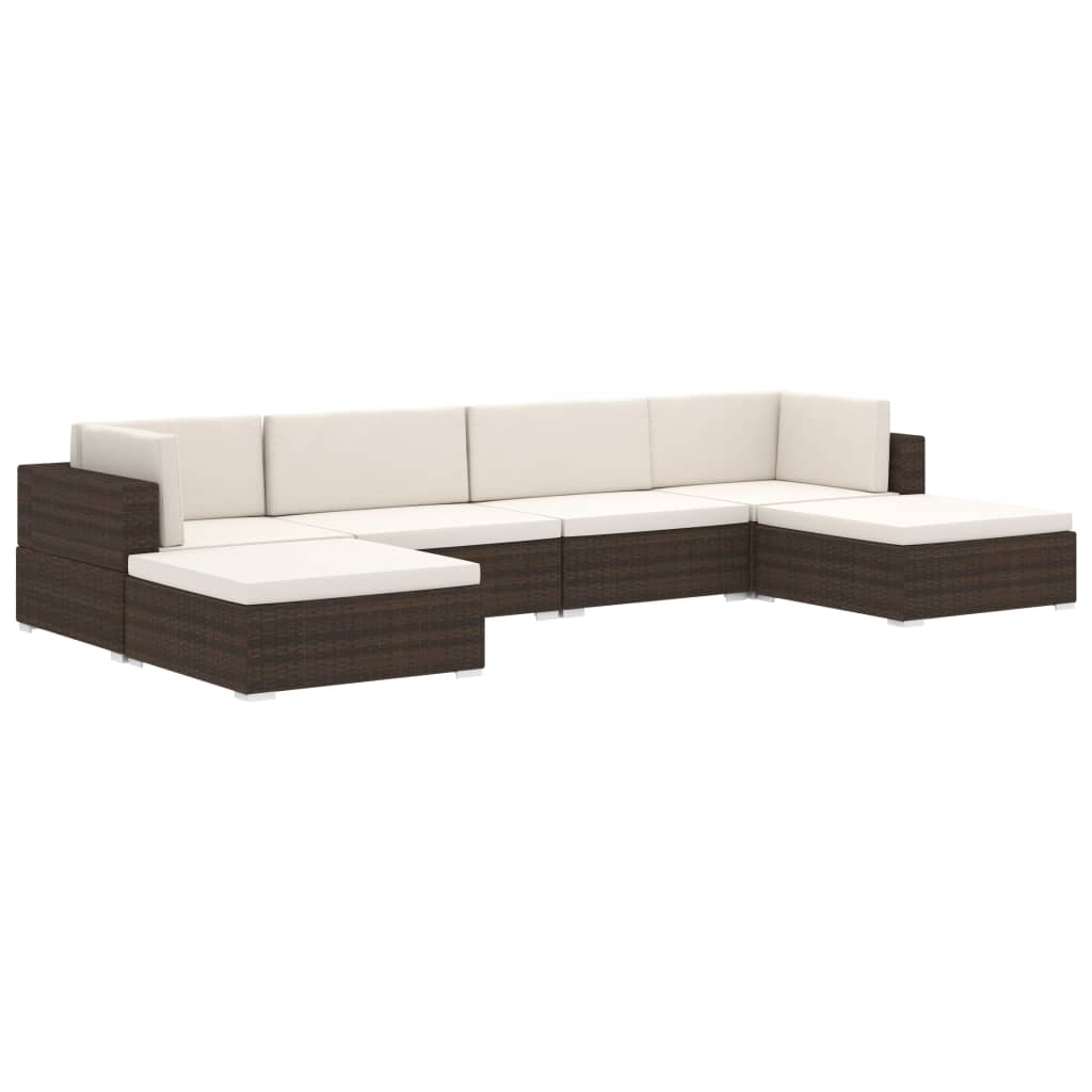 vidaXL Modular-Sofa-Mittelteil 1 Stk. + Auflagen Poly Rattan Braun