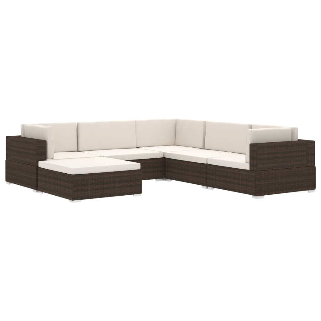 vidaXL Modular-Sofa-Mittelteil 1 Stk. + Auflagen Poly Rattan Braun