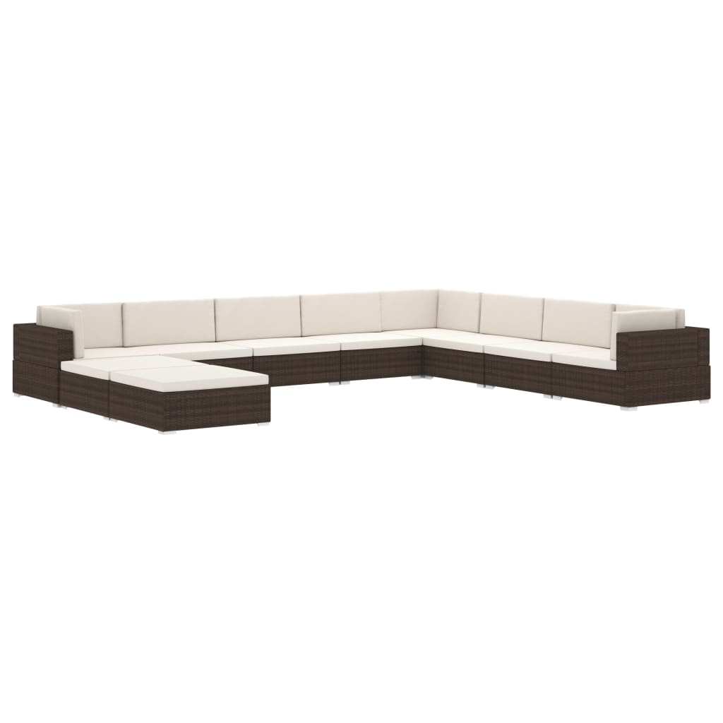 vidaXL Modular-Sofa-Mittelteil 1 Stk. + Auflagen Poly Rattan Braun