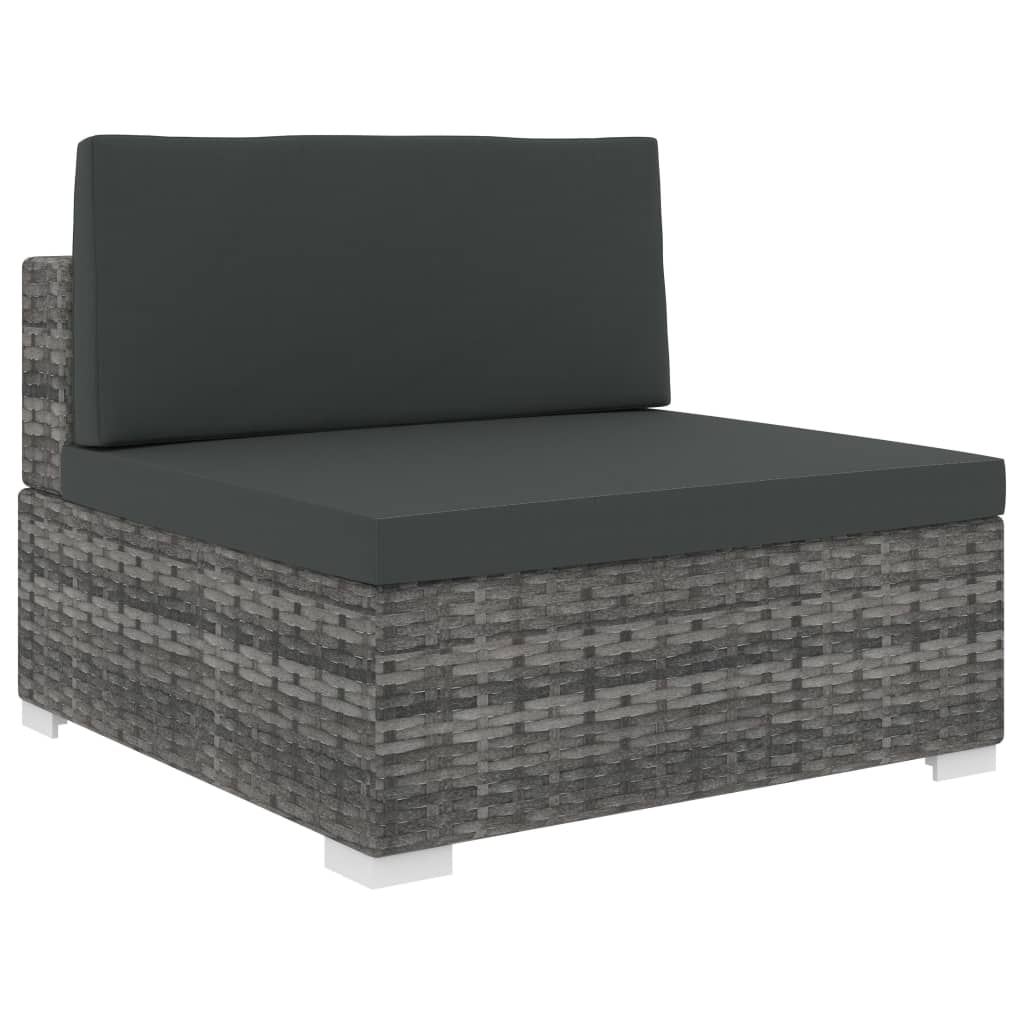 vidaXL Modular-Sofa-Mittelteil 1 Stk. + Auflagen Poly Rattan Braun