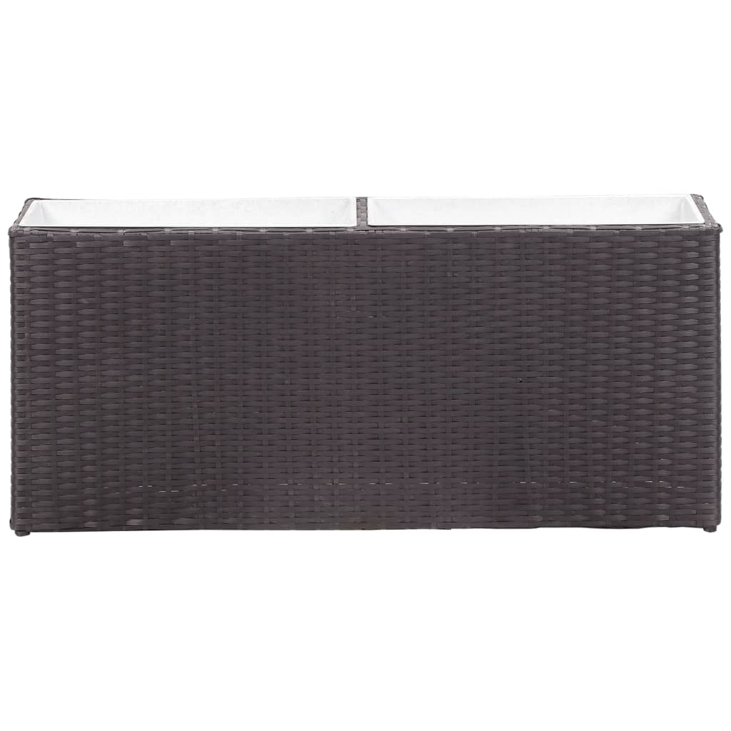 vidaXL Garten-Hochbeet mit 2 Töpfen 90x20x40cm Poly Rattan Schwarz