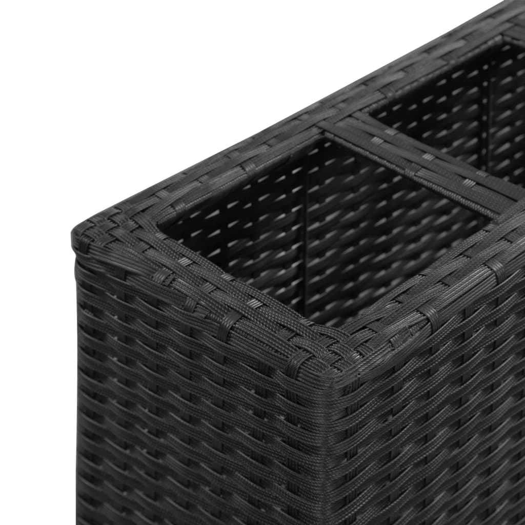vidaXL Garten-Hochbeet mit 4 Töpfen 80x22x79 cm Poly-Rattan Schwarz