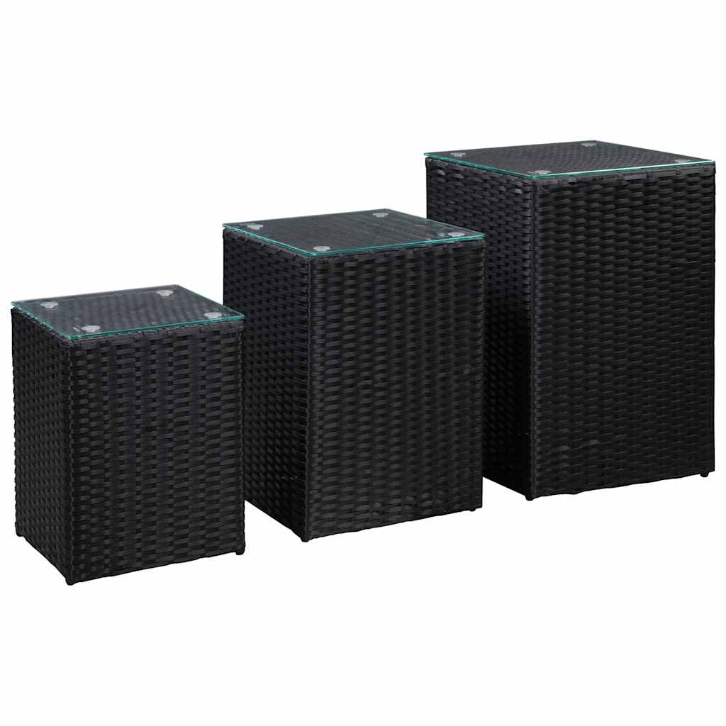 Beistelltisch mit Glasplatte Braun 35x35x52 cm Poly Rattan