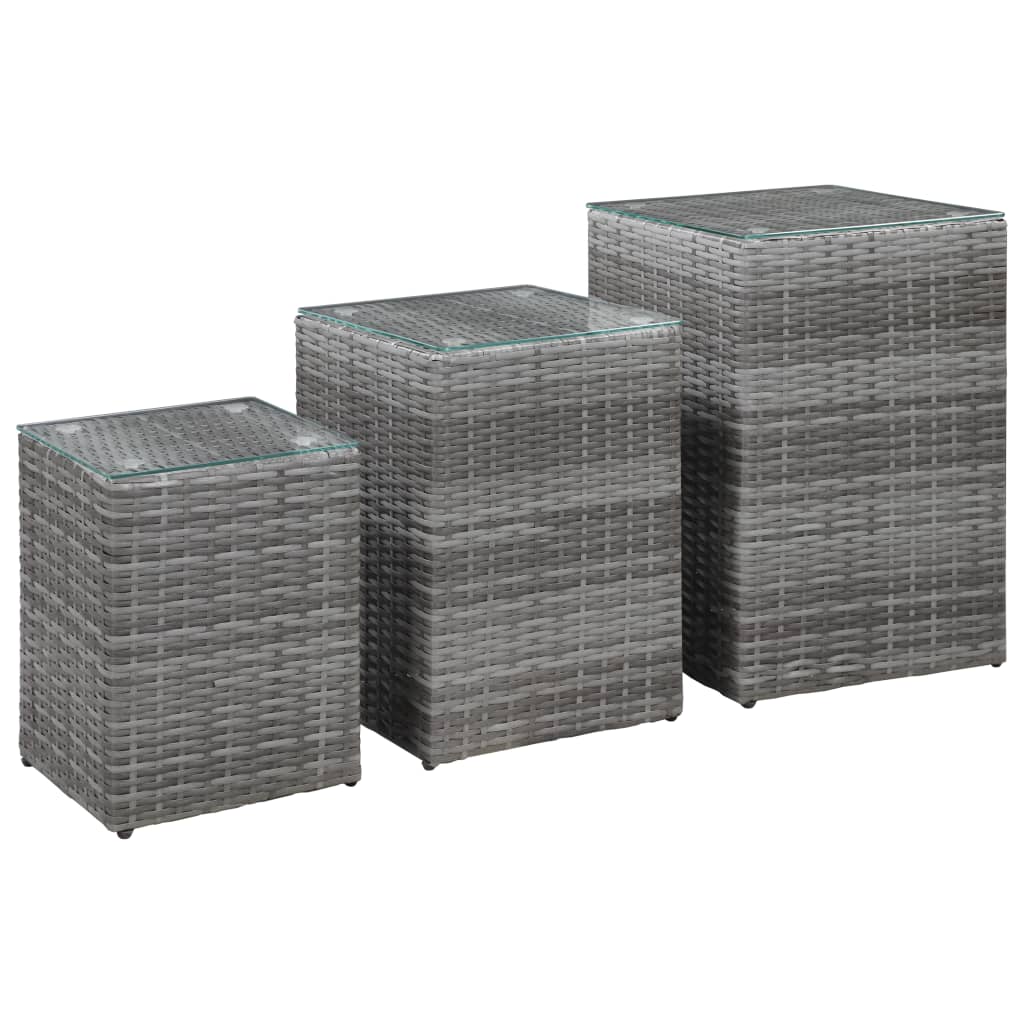 Beistelltisch mit Glasplatte Braun 35x35x52 cm Poly Rattan