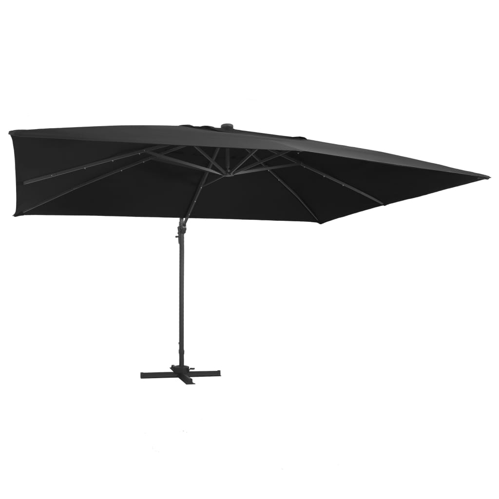 Ampelschirm mit LED-Beleuchtung 400x300 cm Bordeauxrot