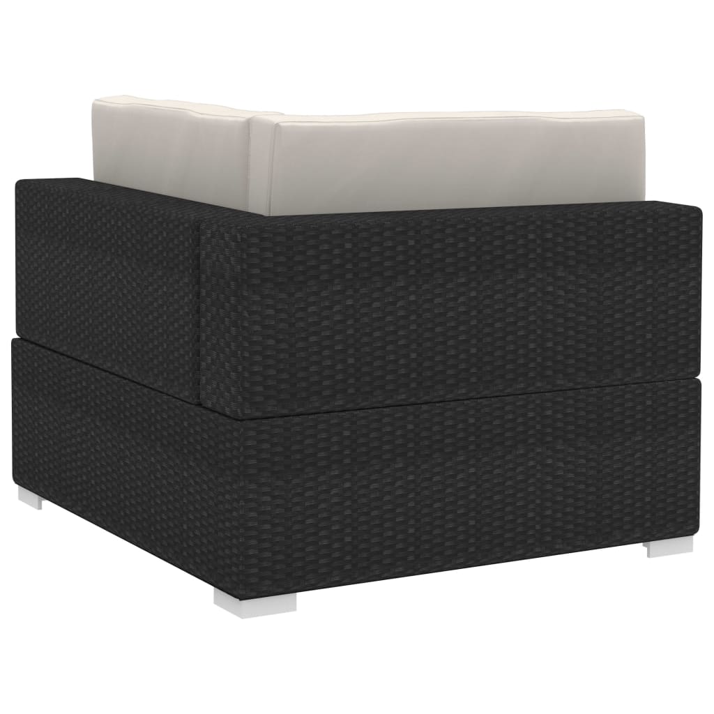 vidaXL Ecksofas 2 Stk. mit Auflagen Poly Rattan Schwarz