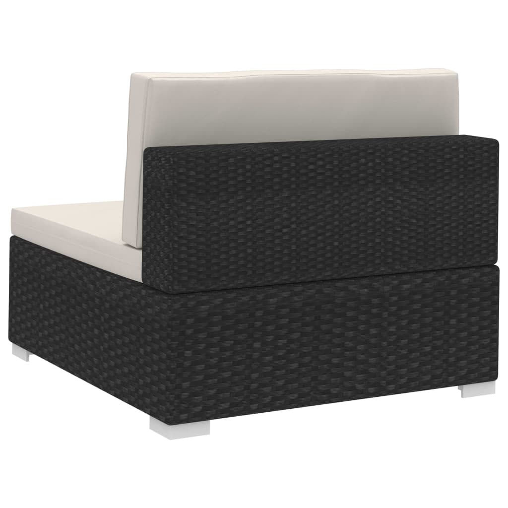 vidaXL Ecksofas 2 Stk. mit Auflagen Poly Rattan Schwarz