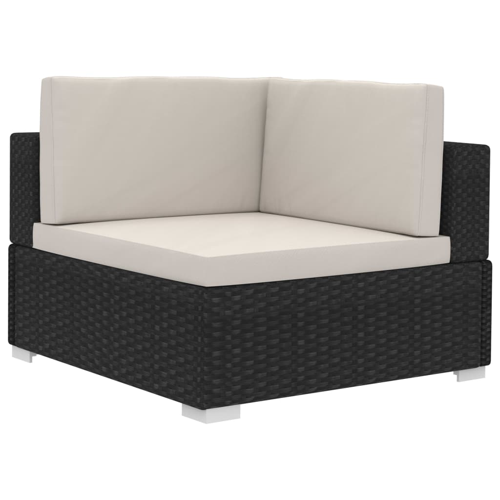 vidaXL Ecksofas 2 Stk. mit Auflagen Poly Rattan Schwarz