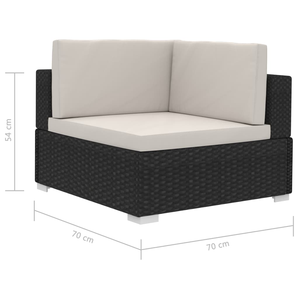 vidaXL 3-tlg. Garten-Sofagarnitur mit Auflagen Poly Rattan Schwarz
