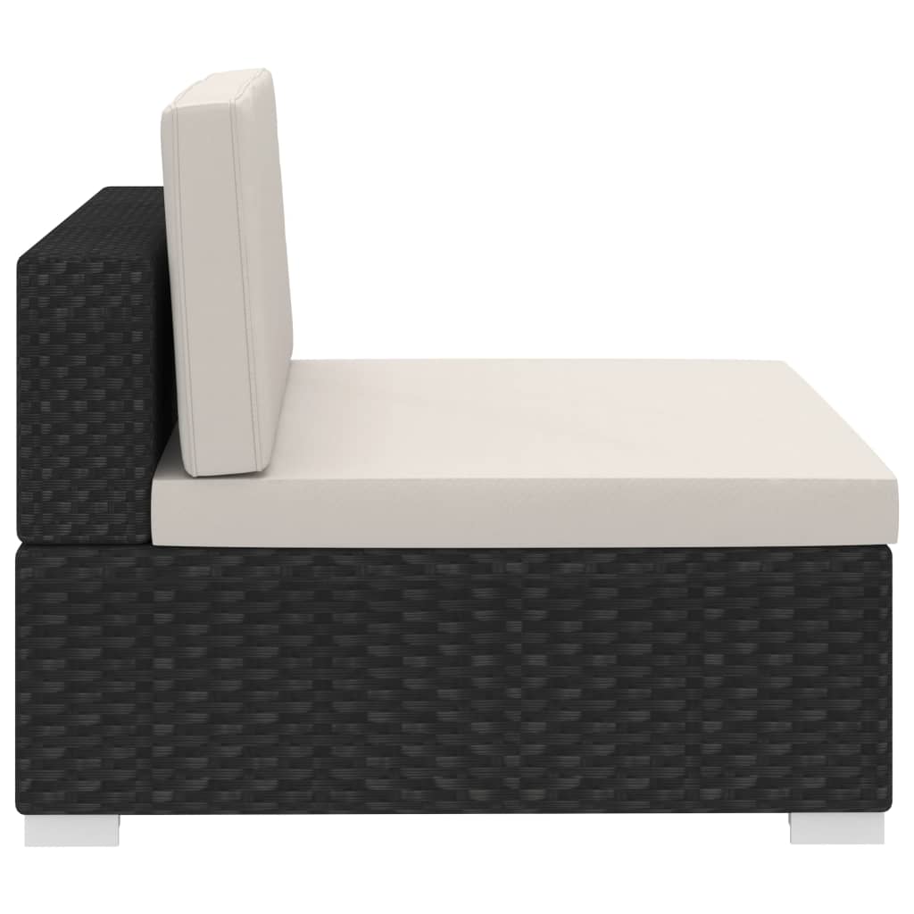 vidaXL 3-tlg. Garten-Sofagarnitur mit Auflagen Poly Rattan Schwarz