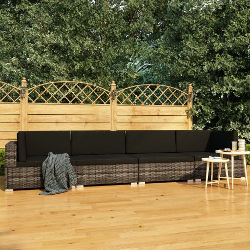 vidaXL 3-tlg. Garten-Sofagarnitur mit Auflagen Poly Rattan Schwarz