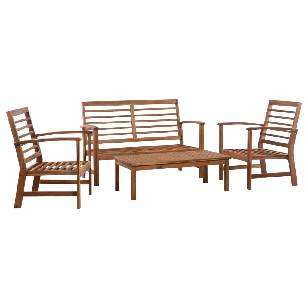 4-tlg. Garten-Lounge-Set mit Auflagen Massivholz Akazie