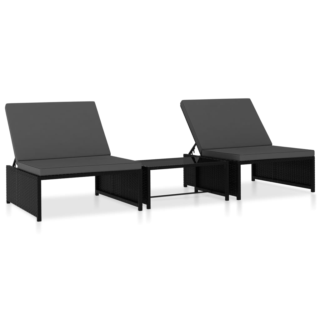 vidaXL Outdoor-Lehnstühle 2 Stk. mit Tisch Braun Poly Rattan