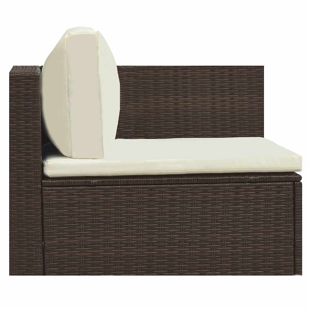 vidaXL 5-tlg. Garten-Lounge-Set mit Auflagen Poly Rattan Braun