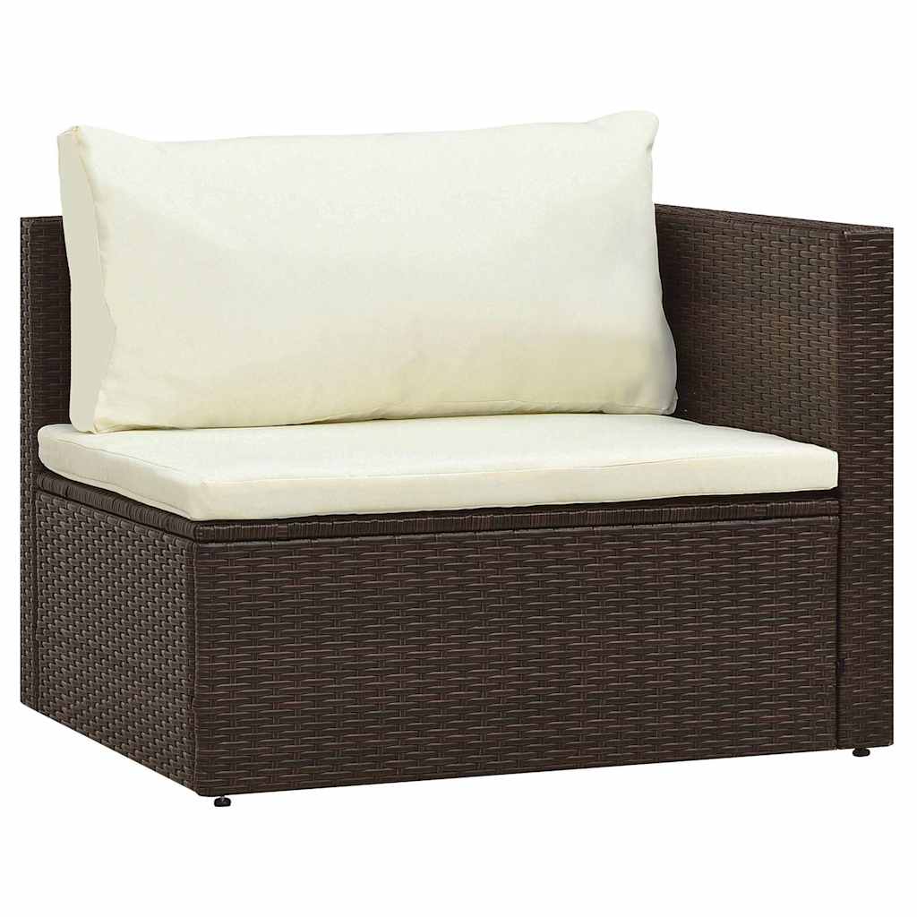 vidaXL 5-tlg. Garten-Lounge-Set mit Auflagen Poly Rattan Braun