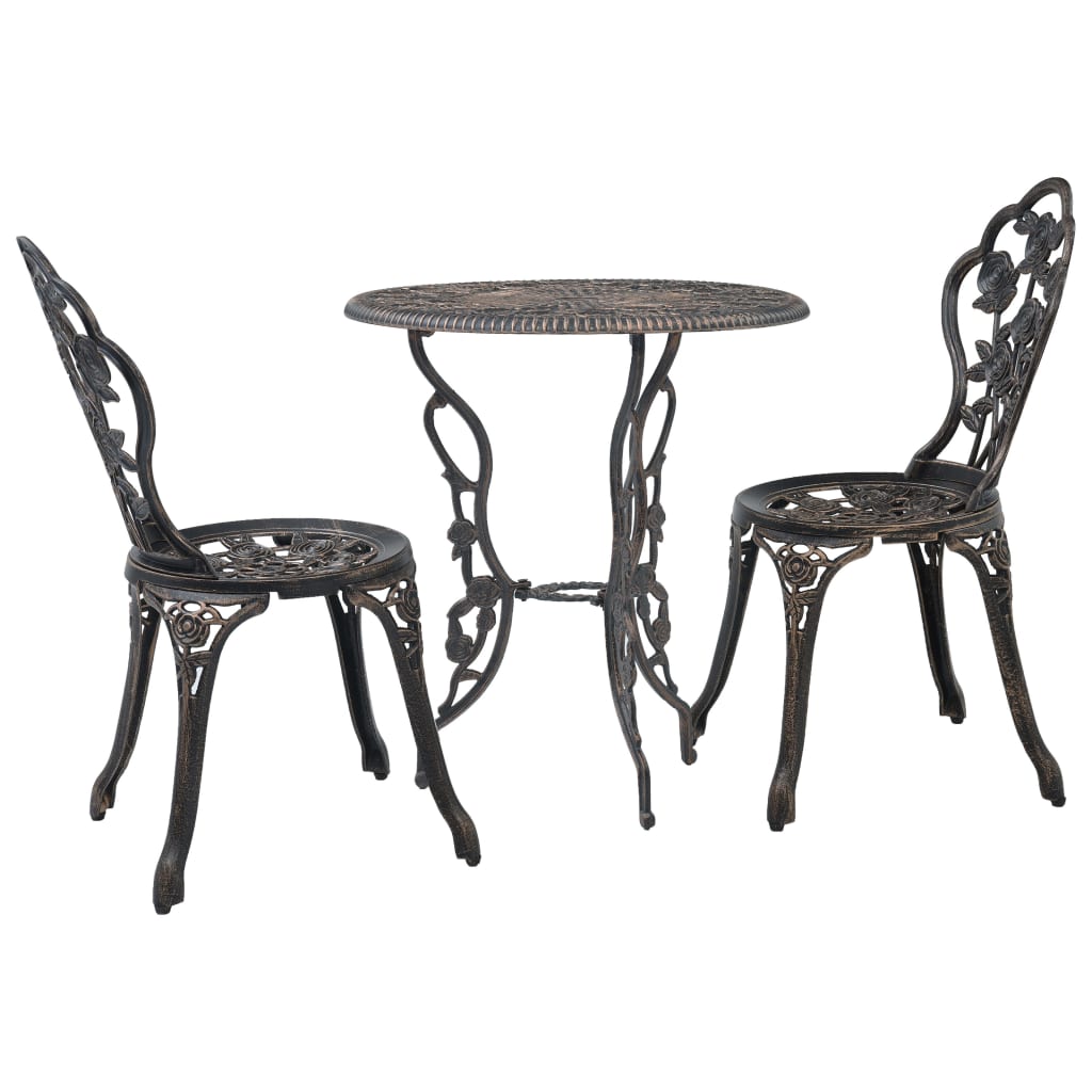 3-tlg. Bistro-Set Aluminiumguss Schwarz