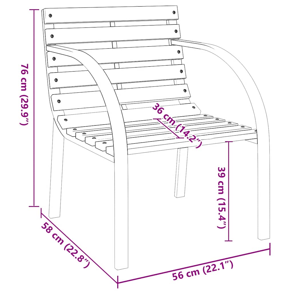 vidaXL Gartenstühle 2 Stk. Holz