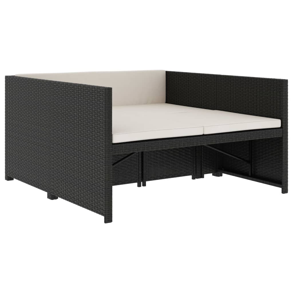 vidaXL 5-tlg. Garten-Lounge-Set mit Auflagen Poly Rattan Schwarz