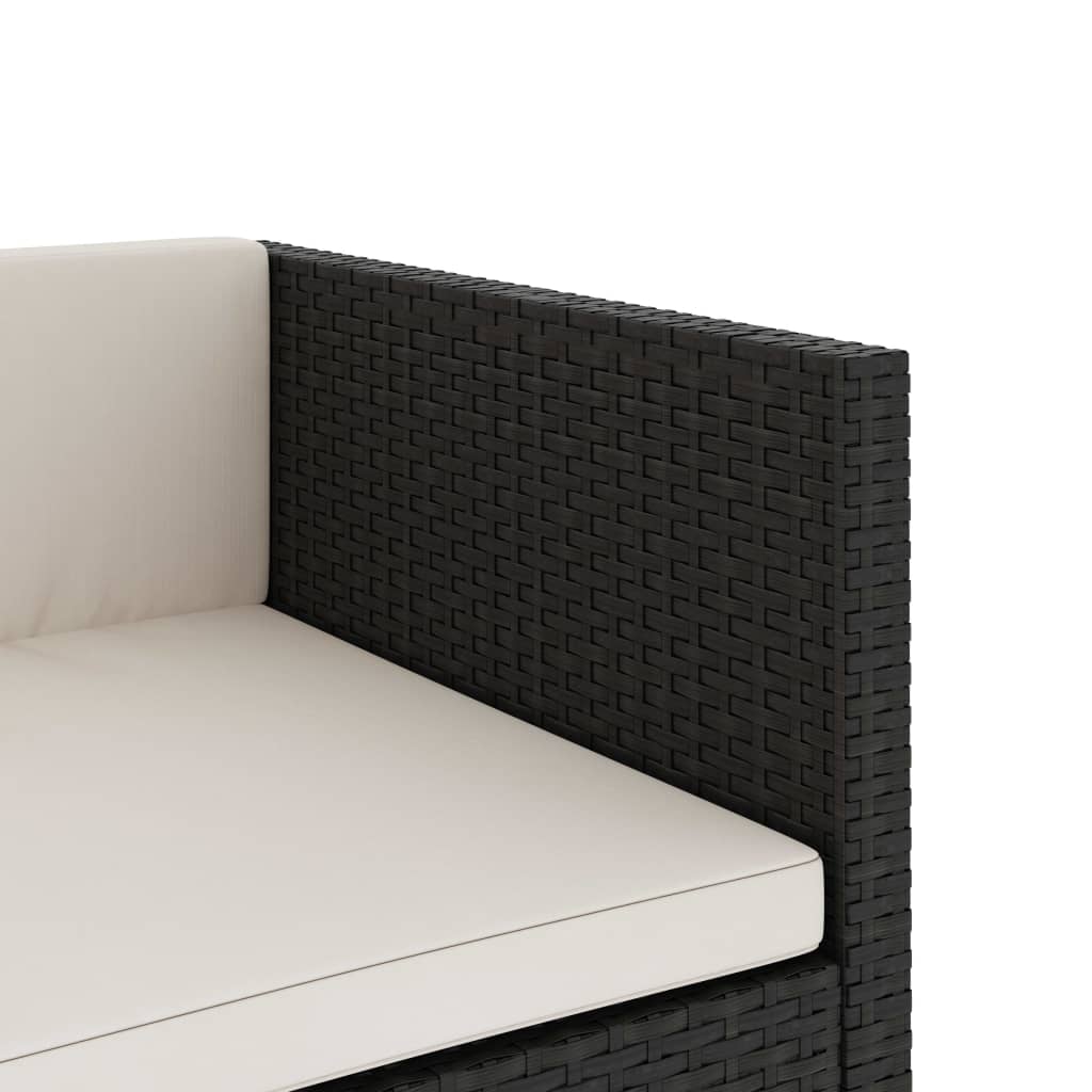vidaXL 5-tlg. Garten-Lounge-Set mit Auflagen Poly Rattan Schwarz