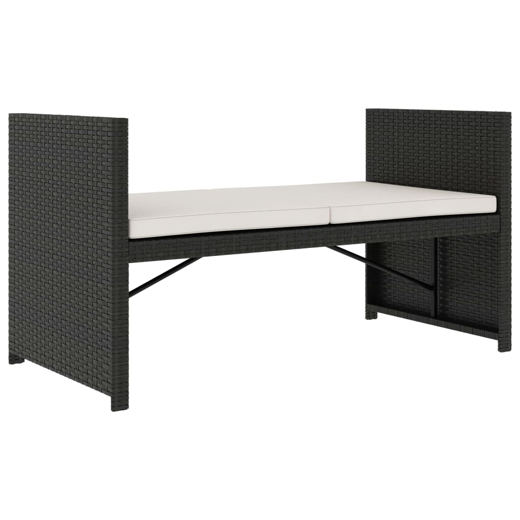 vidaXL 5-tlg. Garten-Lounge-Set mit Auflagen Poly Rattan Schwarz