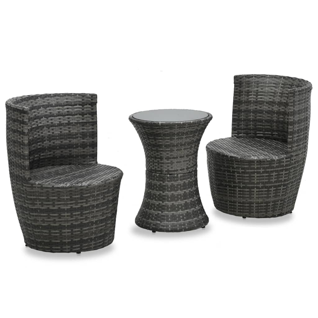 vidaXL 3-tlg. Bistro-Set mit Auflagen Poly Rattan Braun