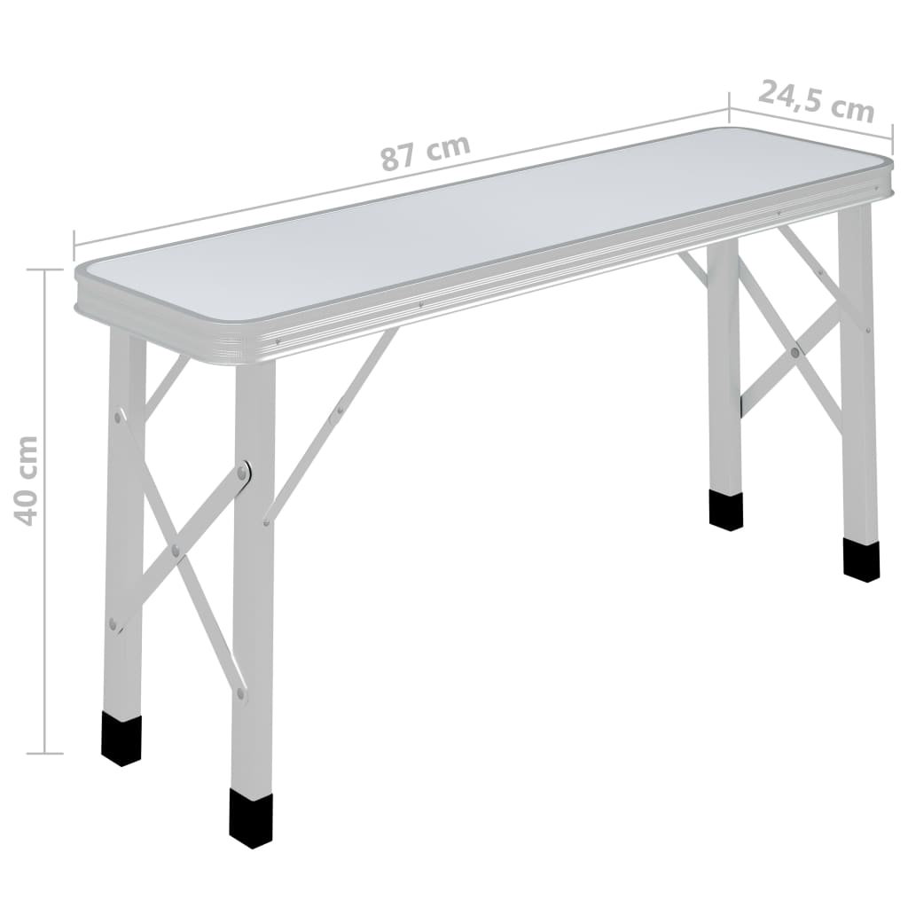 vidaXL Klappbarer Campingtisch mit 2 Sitzbänken Aluminium Weiß