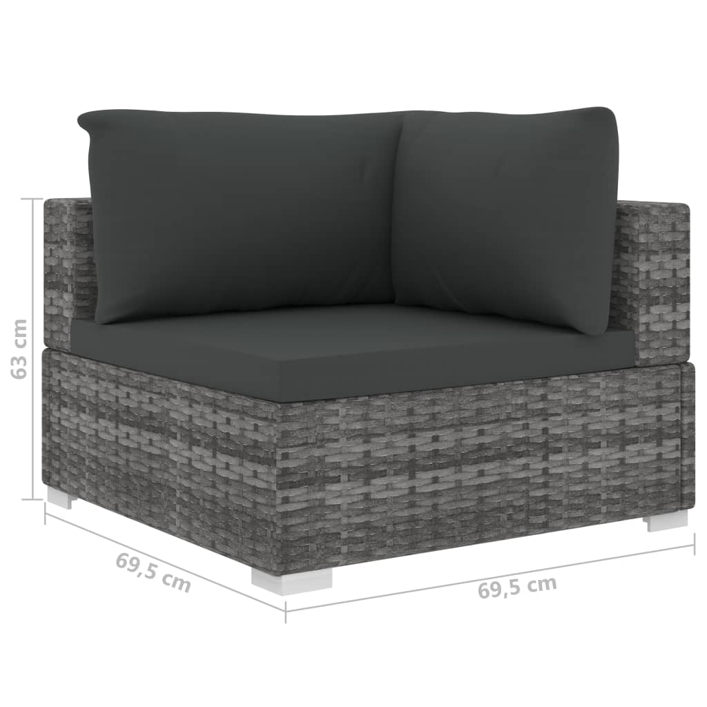 vidaXL 10-tlg. Garten-Lounge-Set mit Auflagen Poly Rattan Grau