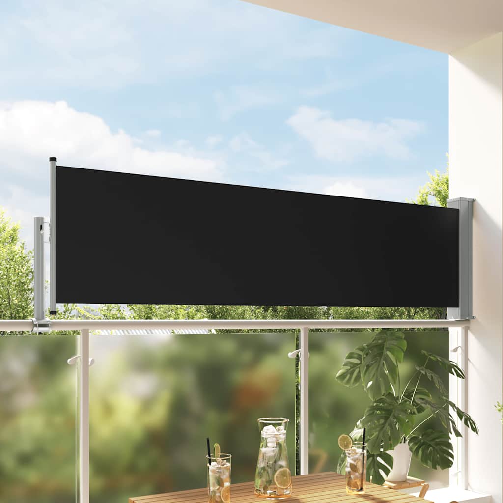 vidaXL Ausziehbare Seitenmarkise 100 x 300 cm Schwarz