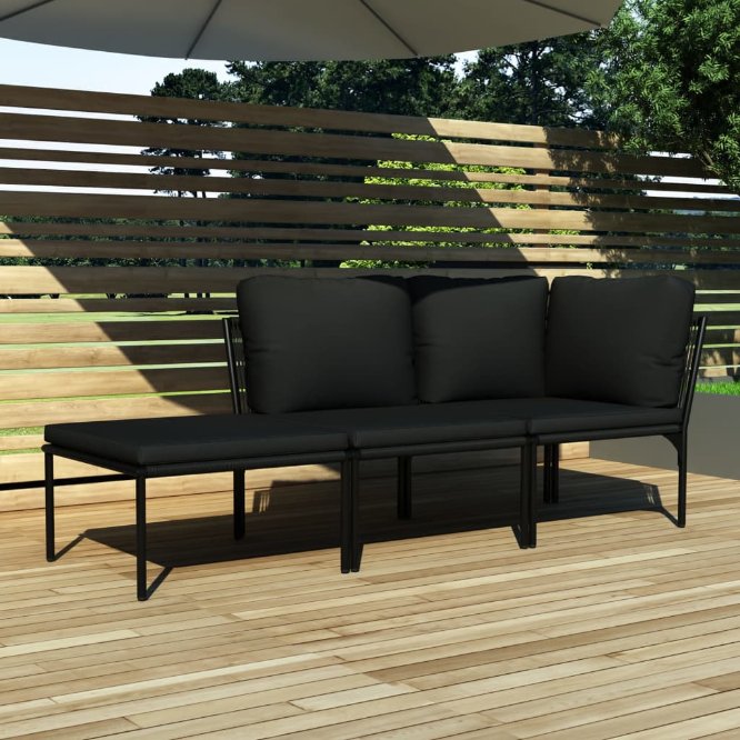 vidaXL 6-tlg. Garten-Lounge-Set mit Auflagen Schwarz PVC