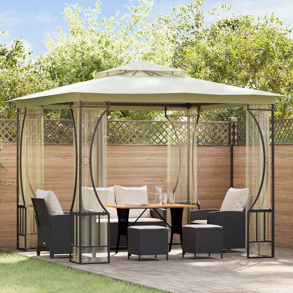 vidaXL Pavillon mit Netz 300x300x265 cm Creme