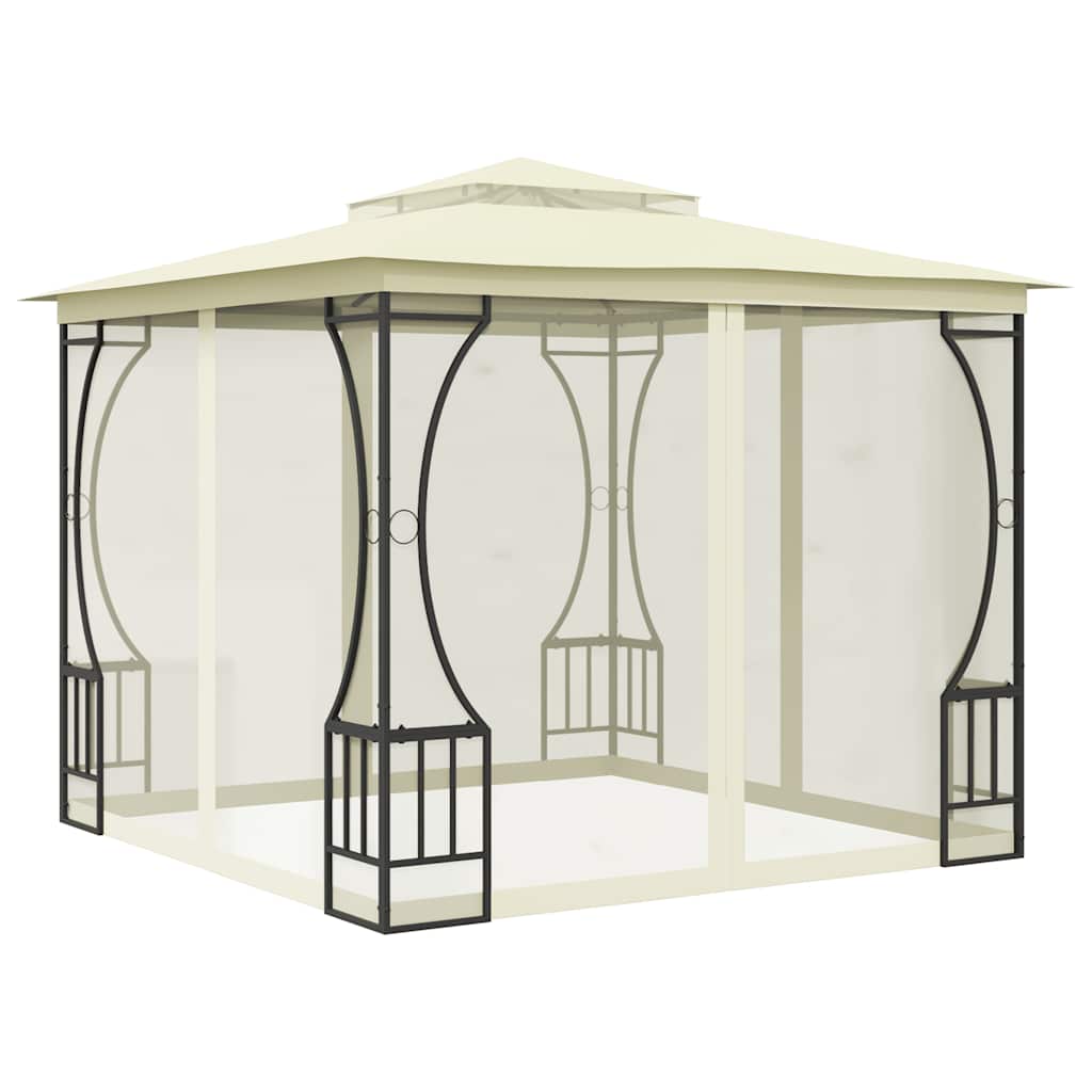 vidaXL Pavillon mit Netz 300x300x265 cm Creme