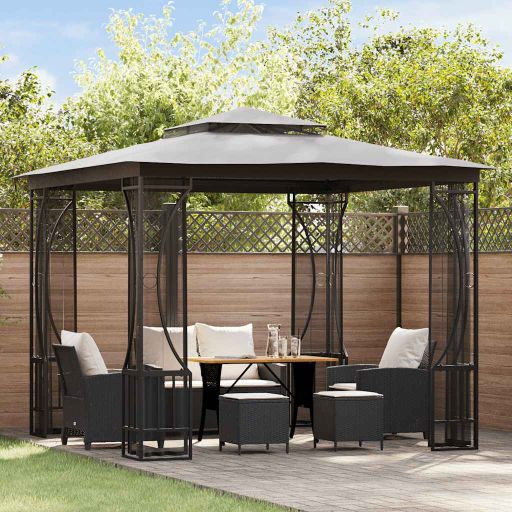 vidaXL Pavillon mit Netz 300x300x265 cm Creme