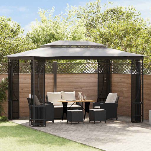 vidaXL Pavillon mit Netz 300x300x265 cm Creme