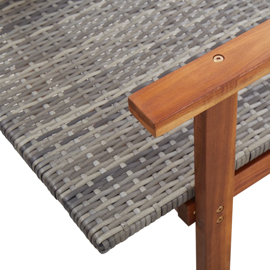 vidaXL Sonnenliege Poly Rattan und Massivholz Akazie Grau