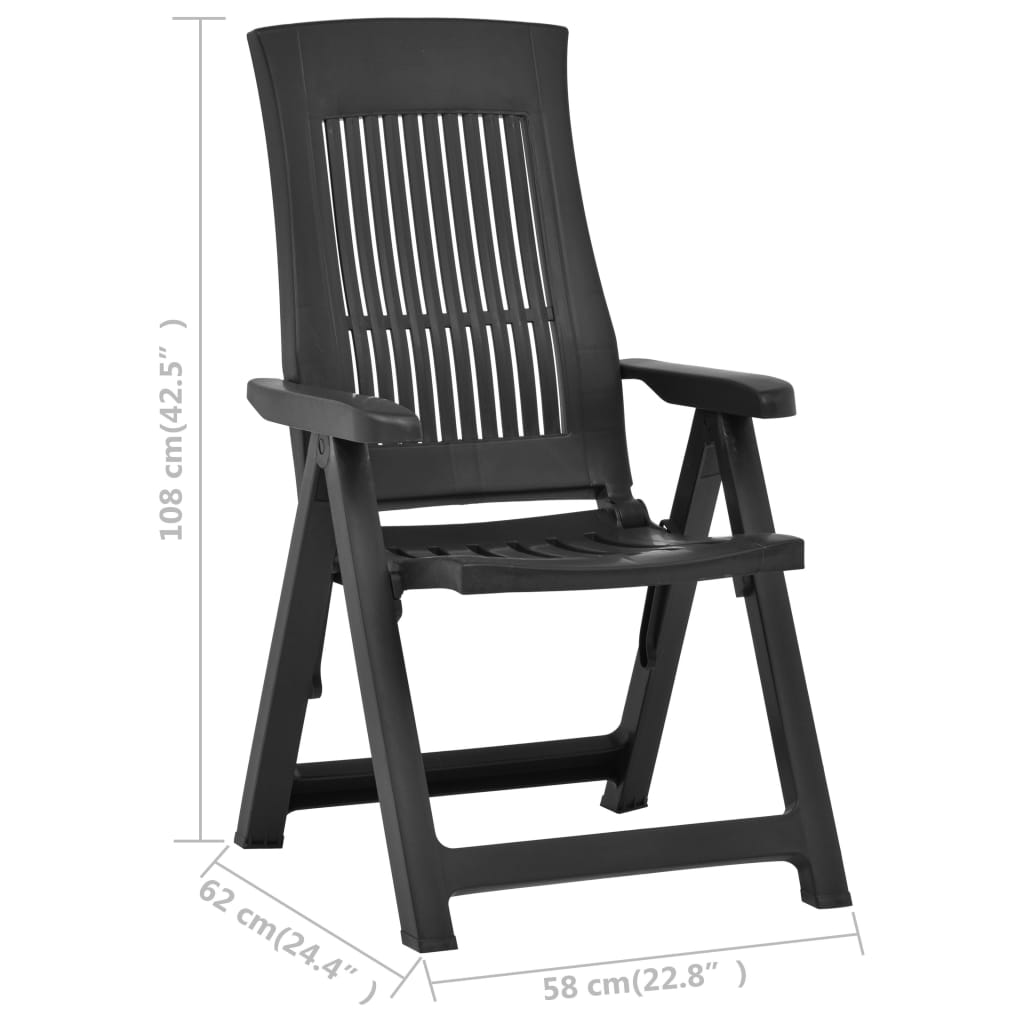 vidaXL Gartenstühle Verstellbar 2 Stk. Kunststoff Anthrazit