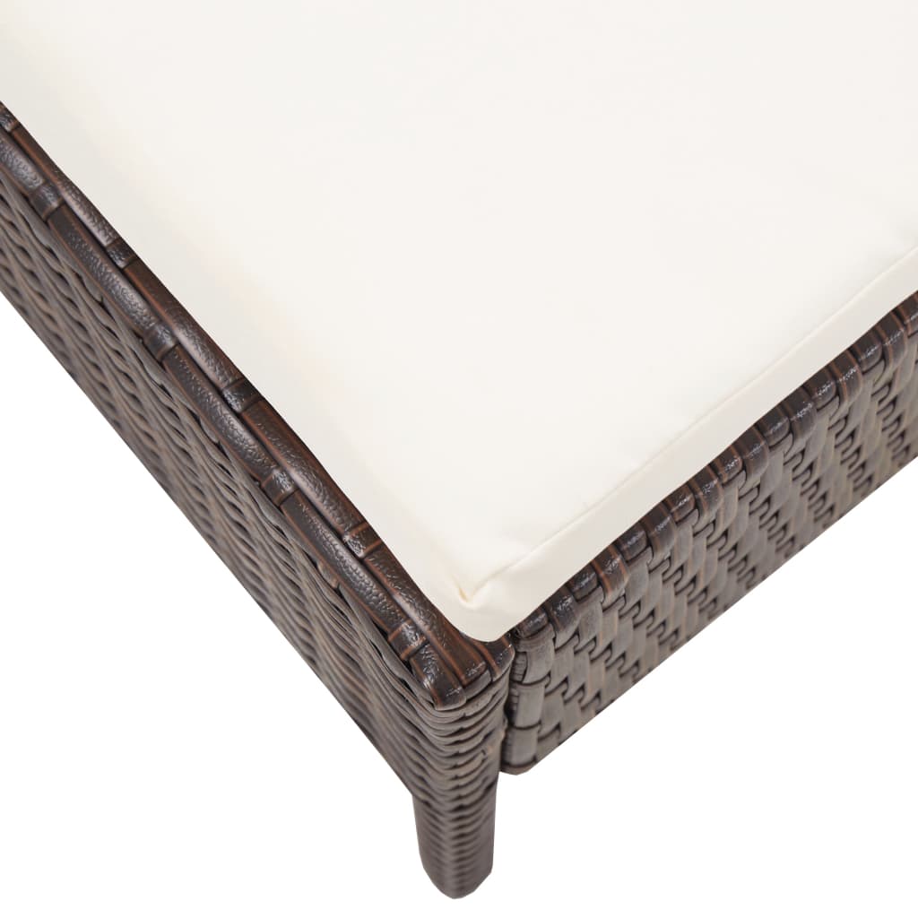 vidaXL 3-tlg. Garten-Lounge-Set mit Auflagen Poly Rattan Braun