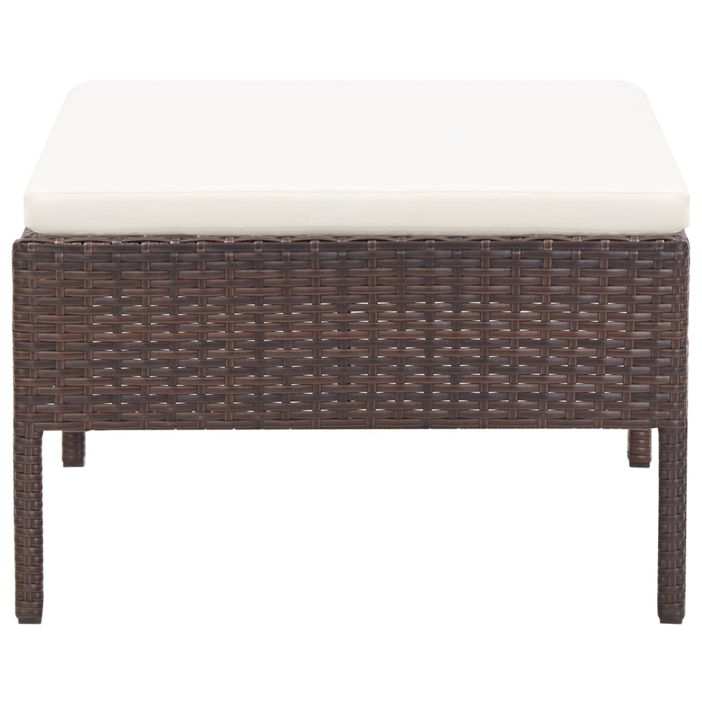 vidaXL 3-tlg. Garten-Lounge-Set mit Auflagen Poly Rattan Braun