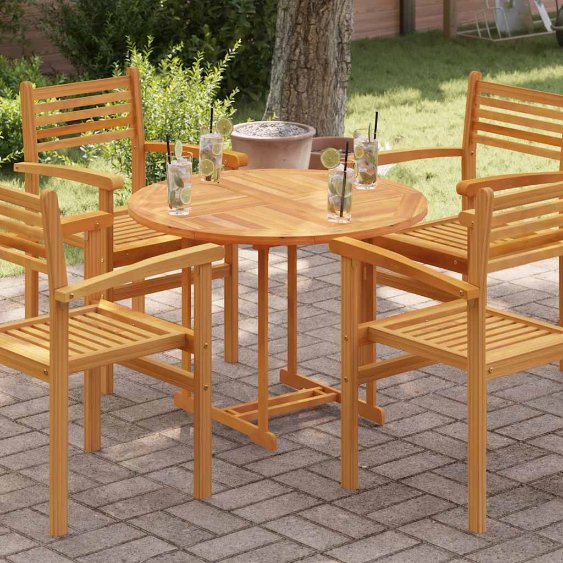 vidaXL Tischplatte Massivholz Teak Rund 2,5 cm 40 cm