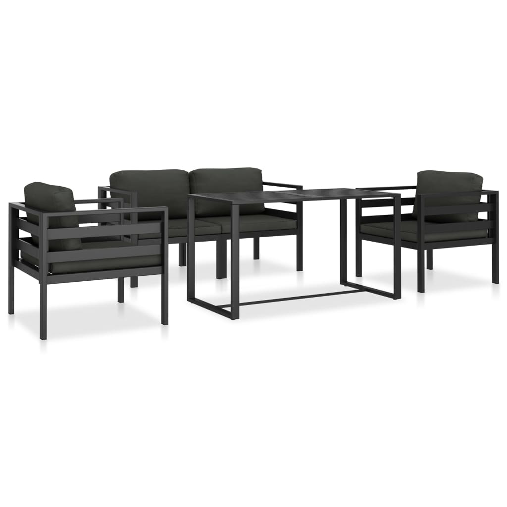 6-tlg. Garten-Lounge-Set mit Kissen Aluminium Anthrazit