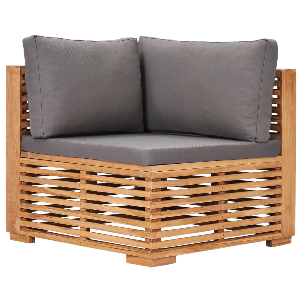 Gartentisch und Fußhocker Set mit Creme Kissen Teak Massivholz