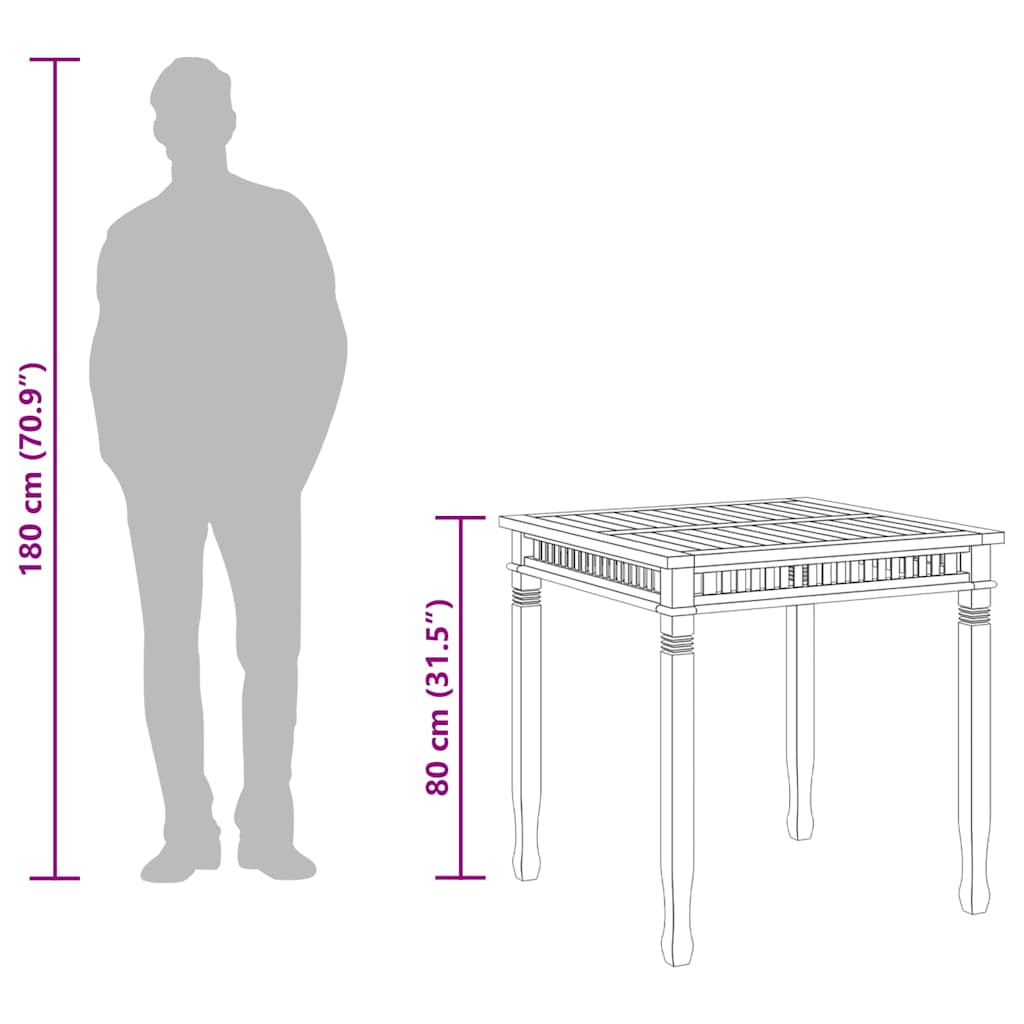 vidaXL Garten-Esstisch 80x80x80 cm Massivholz Teak